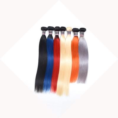 Red/Blue/Grey/Orange/613 Blonde Color Peruvian Straight Remy Hair Extensions Human Hair Bundles 10-30 Inches