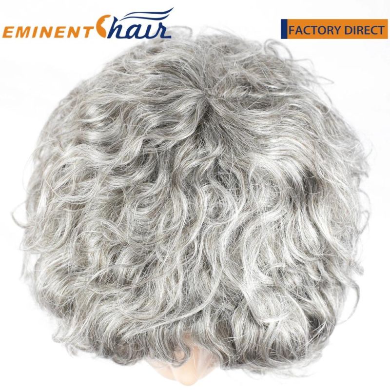 Custom French Lace with PU Perimeter Wig Synthetic Grey