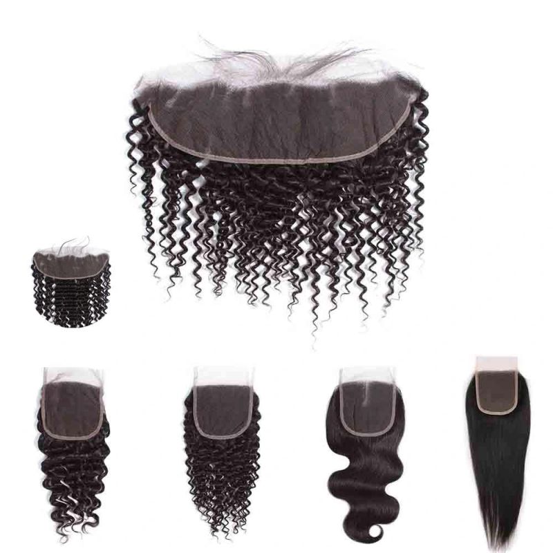 Kbeth Factory Supplier Wholesale Brazilian Human Hair Cuticle Aligned 4X4 Lace Closures Kinky Curly Frontal Lace Closure
