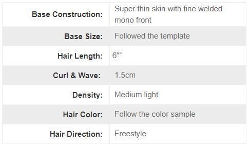 Ljc1561: Super Thin Skin with 1" Lace Front Small Curly Natural Hair Toupee