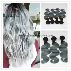 Best Selling High Quality 100% Human Hair Weft Ombre Color T1b/Grey Body Wave Hair Weaving