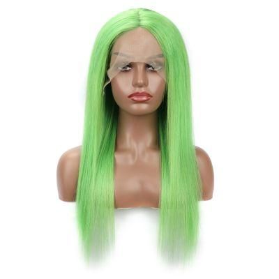 Wholesale Price 13X4 Lace Front Silky Straight Green Human Hair Wigs