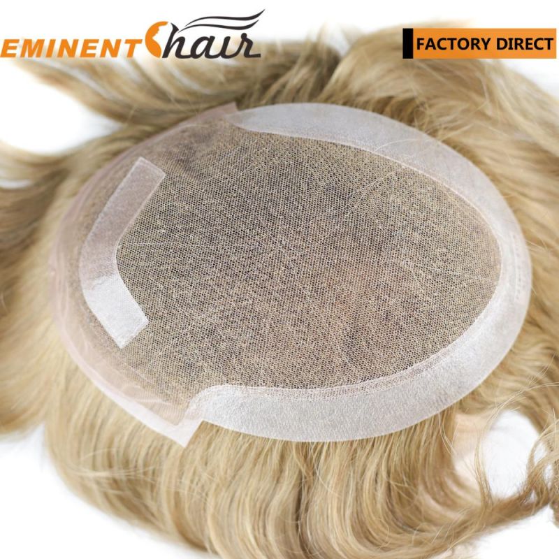 Blond Virgin Hair Men′s Toupee Hair Replacement