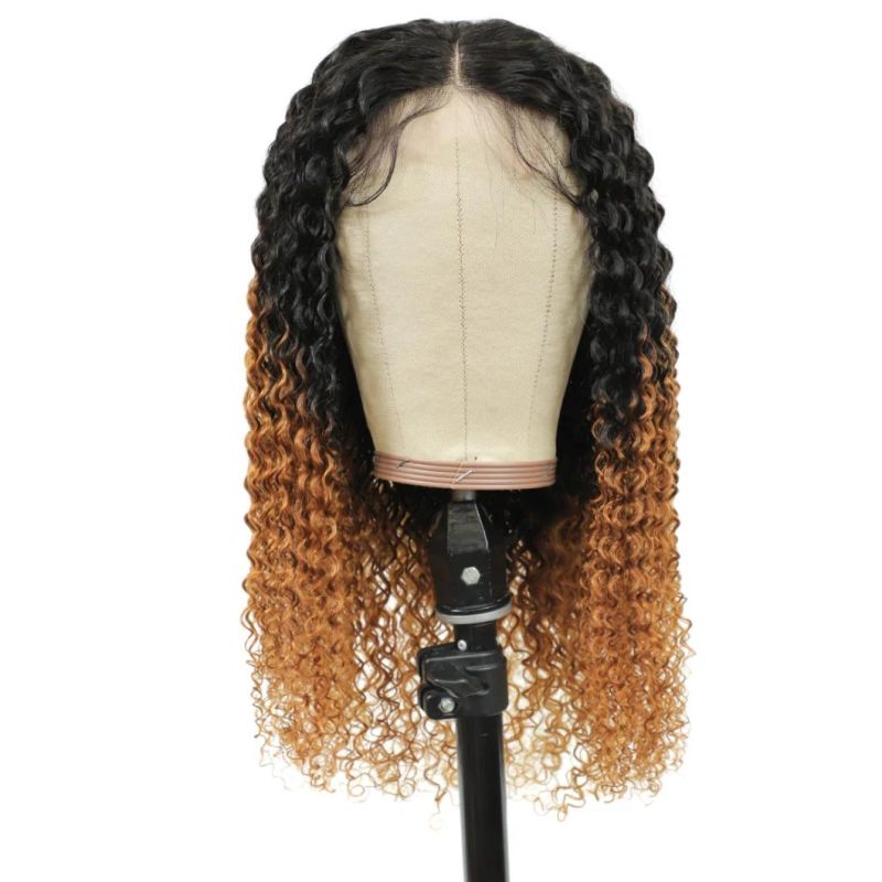 Kbeth Double Colors Bob Wig for Black Girls Birthday Gift 2021 Fashion 4X4 Kinky Curly Black Brown Hair Wigs Wholesale