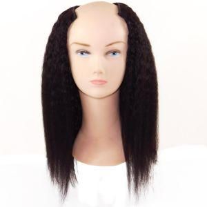 Natural Black Kinky Straight Peruvian Human Hair U Part Wig
