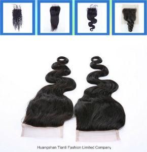 22&quot; Human Straight Virgin Hair Lace Closure Three Part/Middle
