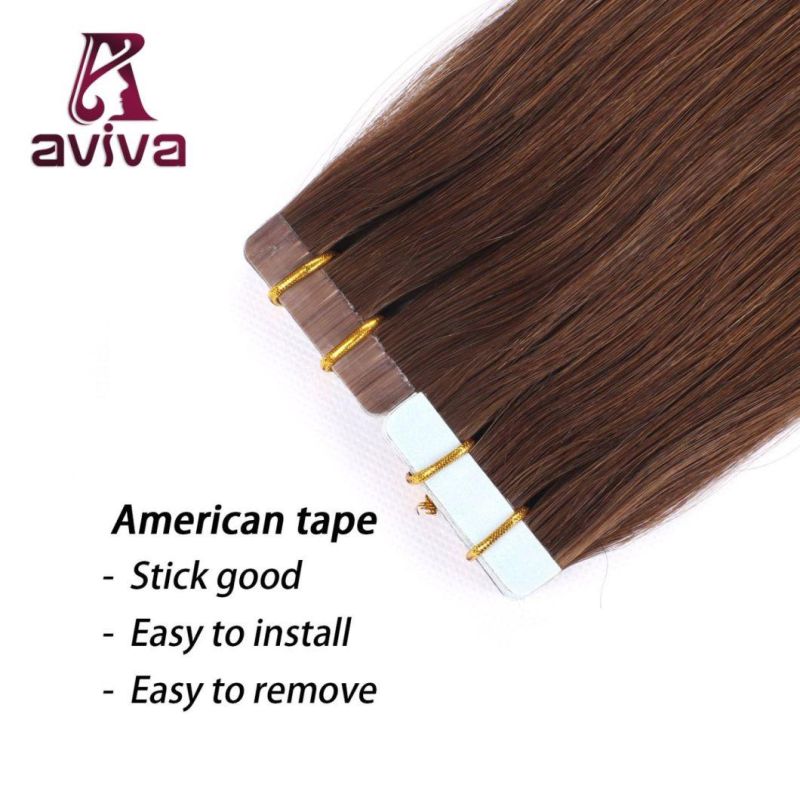 Aviva Virgin Hair Extension 16inch PU Tape Hair Extension 4# Tape in Human Hair