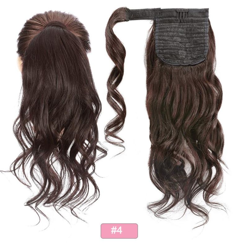Ponytail Human Hair Wrap Around Machine Remy Hair Extensions