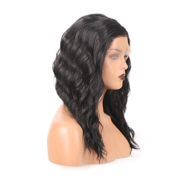 13X4 Ombre Brown Synthetic Fiber Lace Front Middle Part Natural Big Wave Hair Wig