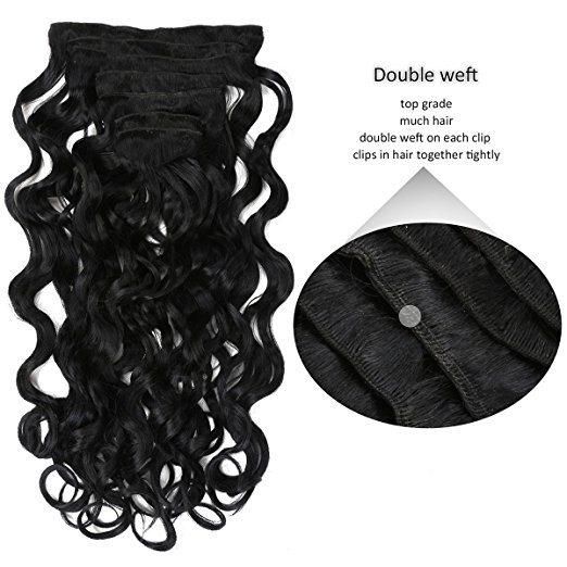 Brazilian Hair Extension Body Wave Clip in Human Hair Extension (AV-CH140-22-2)
