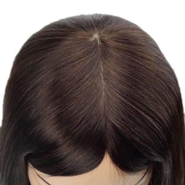 Fine Mono Wig with Silk Top Natural Women′s Hair Replacement