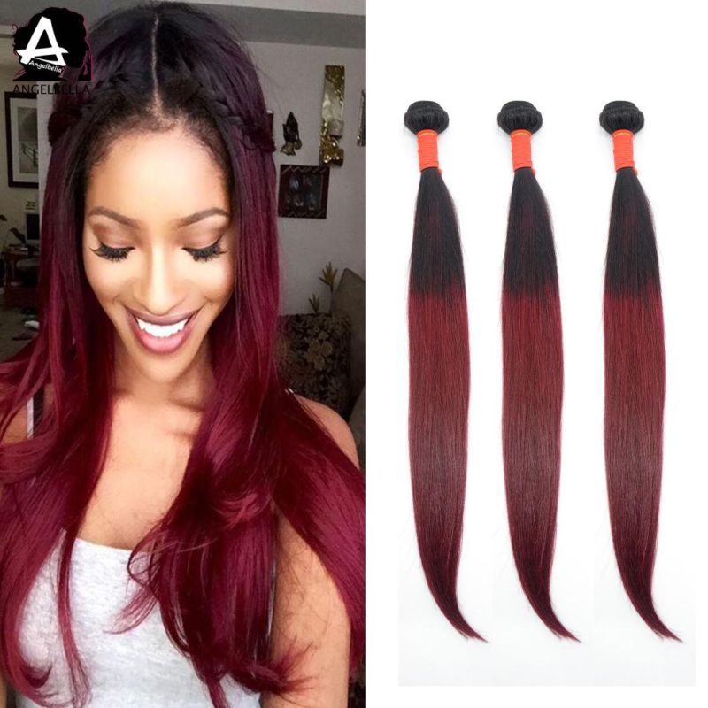 Angelbella Raw Mink Brazilian Soft Remy Hair Weft 1b#99j# Ombre Human Hair Bundles