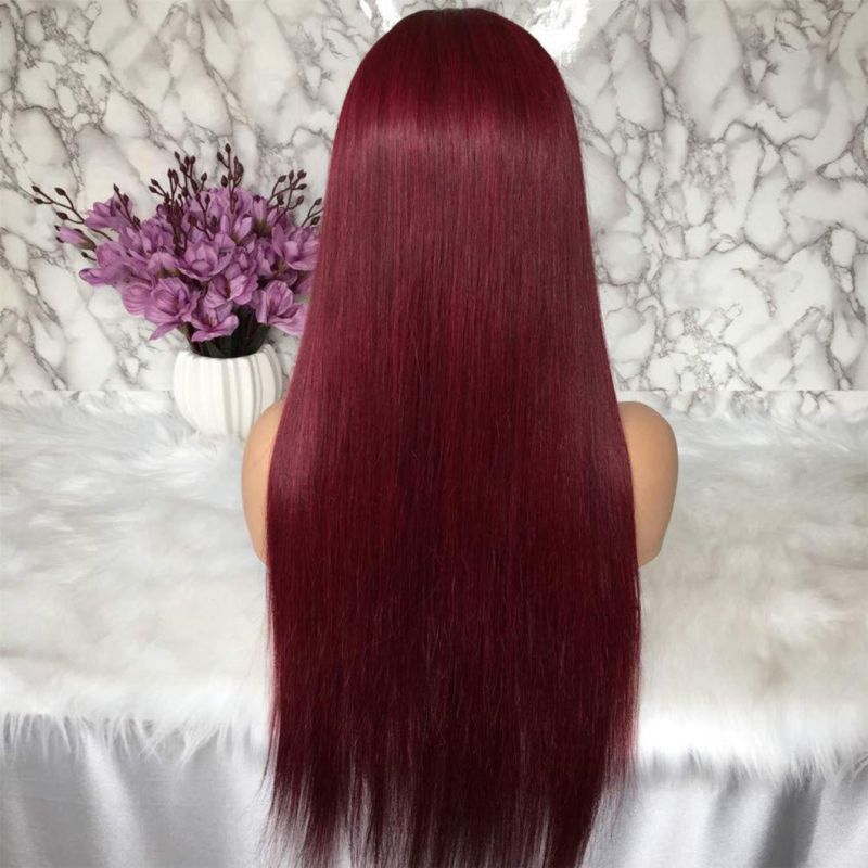 10A Straight Lace Front Wig Human Hair 150% Density 22inch Virgin Human Hair Wig #99j
