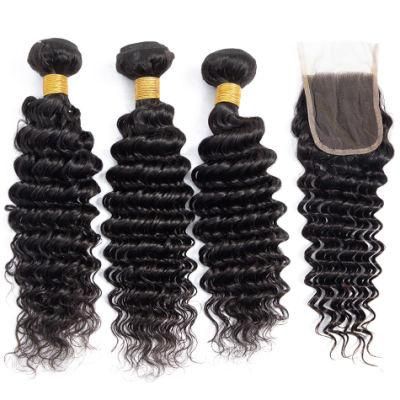 Alinybeauty Brazilian Human Hair Weave Bundles with Lace Closure