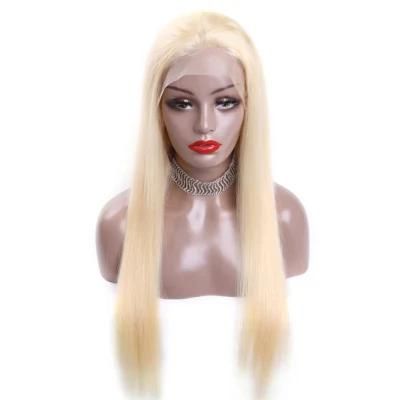 13X4 Lace Frontal Wig Pre Plucked Long Brazilian Human Hair Straight Blonde Color HD Wigs 28 Inches