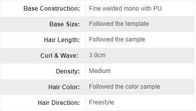 Fine Welded Mono with PU Back Sides Long Human Hair Replacement Systems for Women