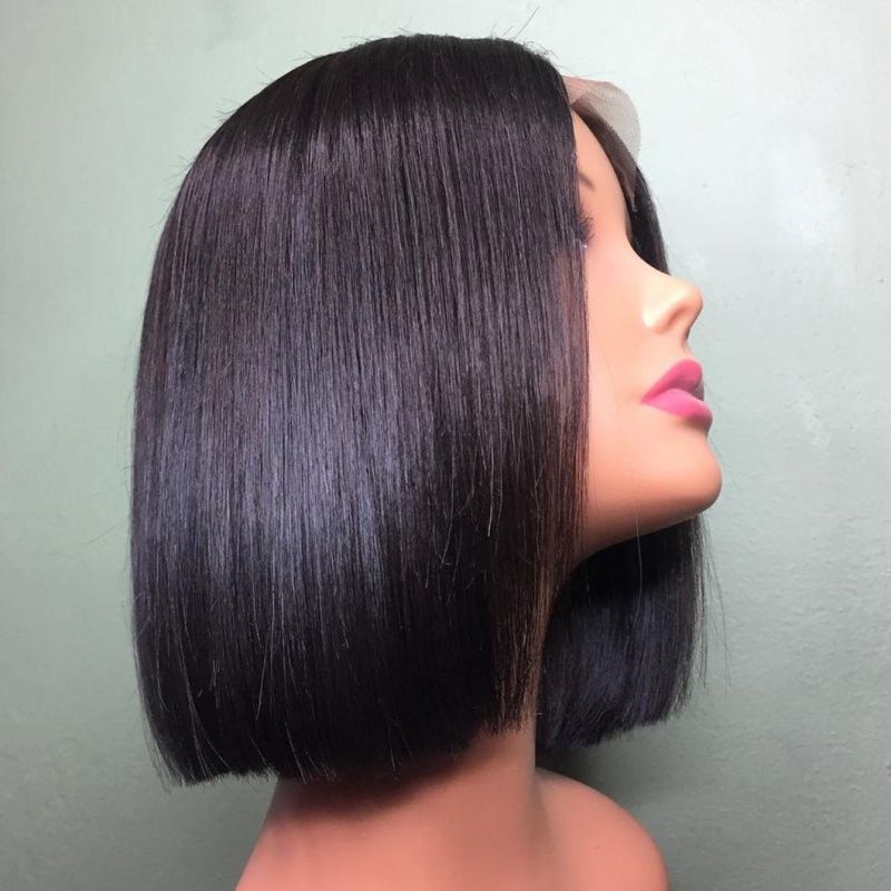 High Quality Straight Bob Natural Brazilian Hair Human Hair Wig Pre Plucked with Baby Hair Brazilian Human Hair Frontal Remy Closure Wigs for Black Women