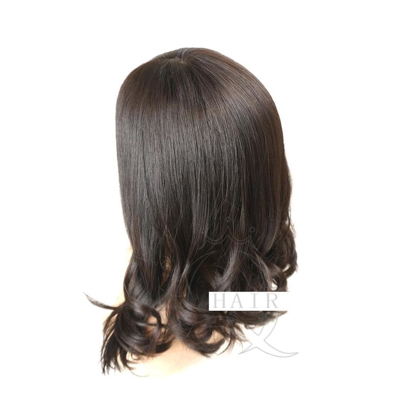 Human Hair China Factory Supplier Dark Brown Highlight Non-Processed Virgin European Human Hair Wig Silk Top Kosher Jewish Wig