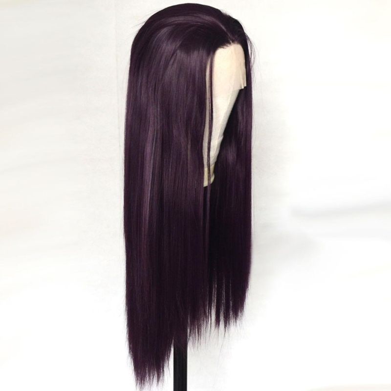 Dark Red Hair Brazilian Human Hair Wigs Lace Front Wig Straight Remy Virgin Hair Wig for Women 26 Inches