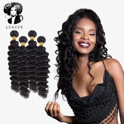 Luxuve 10A Brazilian Deep Wave Bundles (26 24 22) Virgin Human Hair Bundles Wet and Wavy Curly Hair 3 Bundles