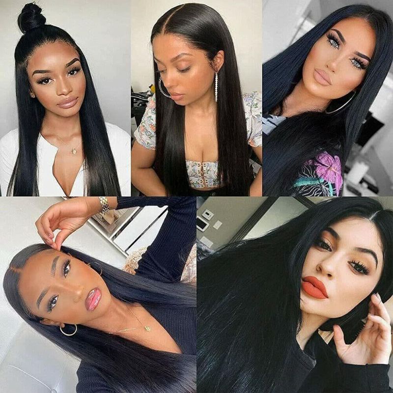 Black Wig for Women Glueless Small Lace Front Wig Premium Synthetic Straight Wigs with Middle Part Natural Long Black Wig