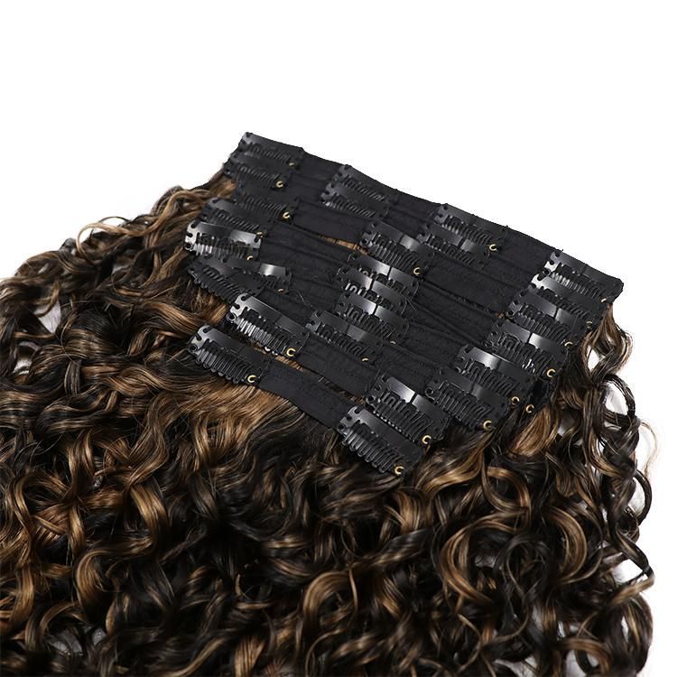 12A Double Drawn Remy Highlights 100% Human Hair Clip in Extensions #1b/6