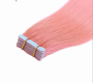 Brazilian Human Hair Pink Can Be Dyed Tape in Hair Extension