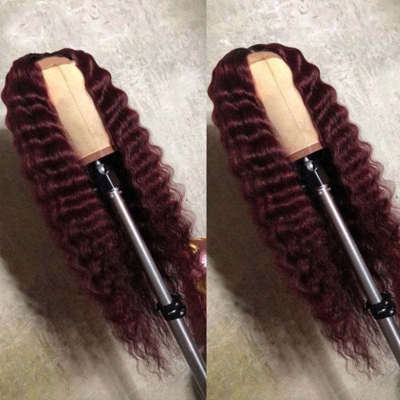 Deep Wave Dark Blue Ombre Colored Remy Hair Lace Part 13X4 Brazilia Human Hair Wigs 150% Pre Plucked with Baby Hair for Women