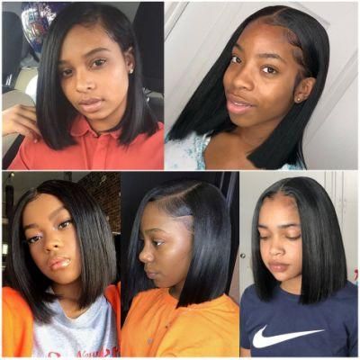 Kbeth 12 Inch Human Hair Wig for Black Women 2021 Fashion Sexy Boy Friend Gift Bouncy Remy Straight 100% Virgin Factory Price Wigs in Stock
