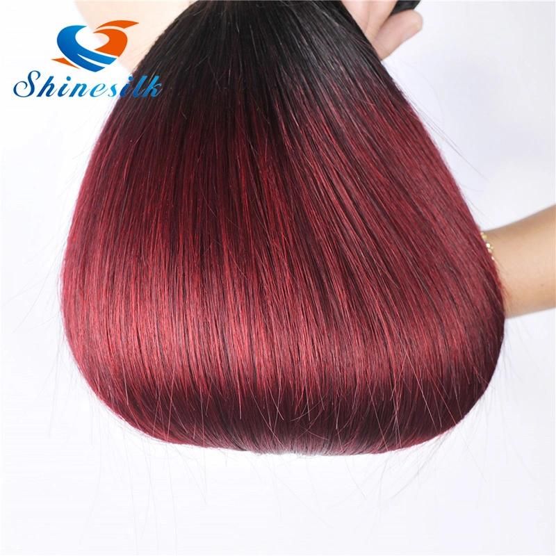 Women Hair Well Red Ombre Virgin Peruvian Straight Hair 3 Bundles Burgundy T1b/99j Weave Human Hair Soft