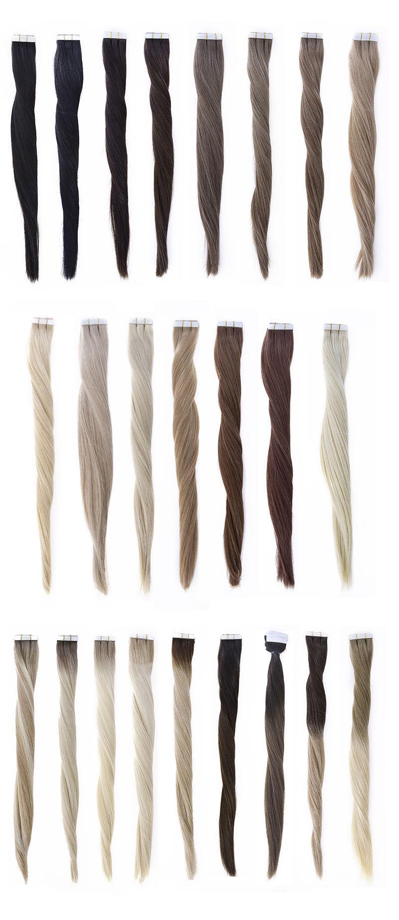 Tape in Hair Extensions Human Hair Natural Ombre Ash Blonde to Golden Blonde and Platinum Blonde Hair Extensions 14 Inch Remy Human Hair Extensions 20PCS 50g