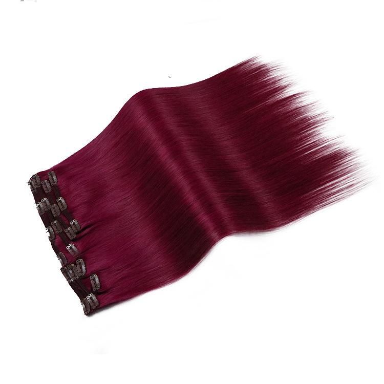 Indian Cuticle Aligned Human Hair Straight Clip in Hair Extensions #35