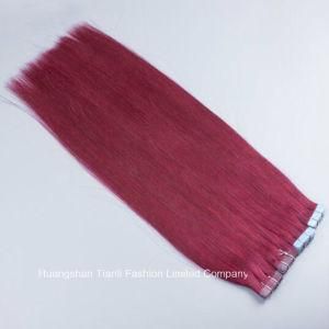 20&quot; Red Color Hair 20PCS Tape Hair Extension Remy Hair Blue Glues
