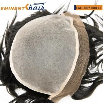 Instant Delivery Human Hair Mono with Lace Front Stock Toupee