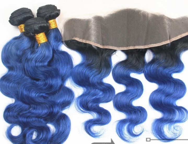 Kbeth Blue Human Hair Extension with 13*4 HD Lace Closure for Black Girls Sexy Colorful Handtip Good Quality Factory Price Hair Weaving China Supplier Wholesale