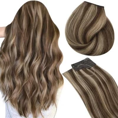 100% Cuticle Aligned Indian Halo Hair Extensions Human Hair #T4/P6/27