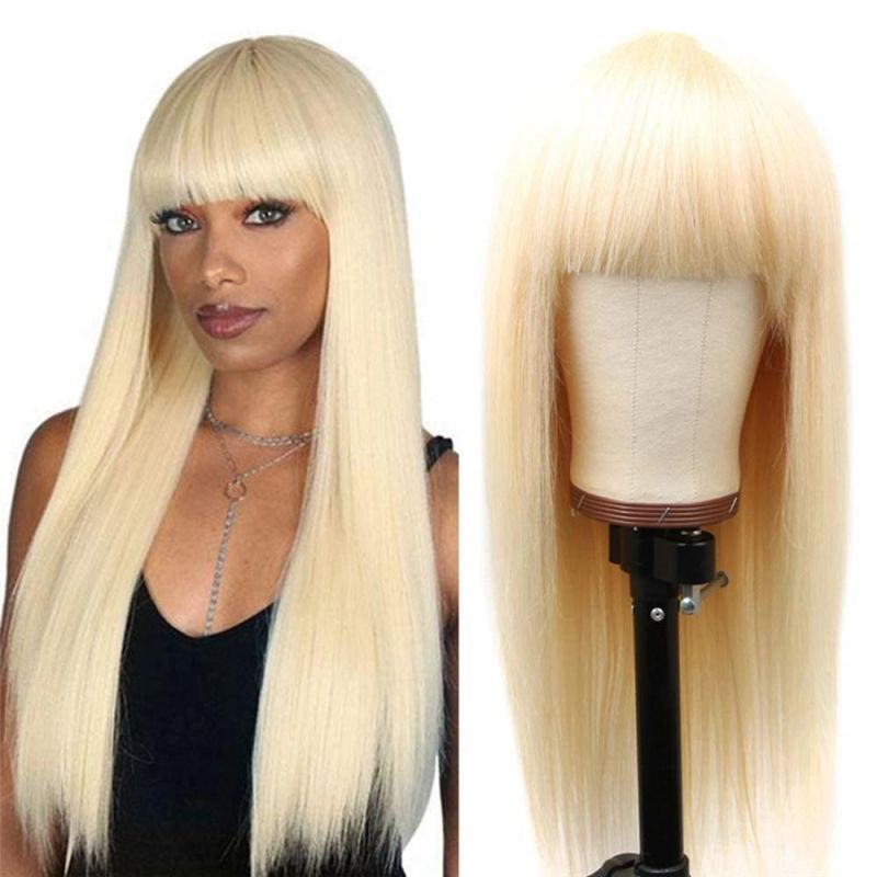 Kbeth Straight 613 Human Hair Wig for Ladies 28 Inch Custom Colors Design Machine Made American Women Remywigs with Neat Bangs in Stock