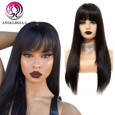 Angelbella 100% Virgin Human Hair Machine Made Wigs Pixie Curly Short Bob and Long Length Machine Made Wig with Bangs