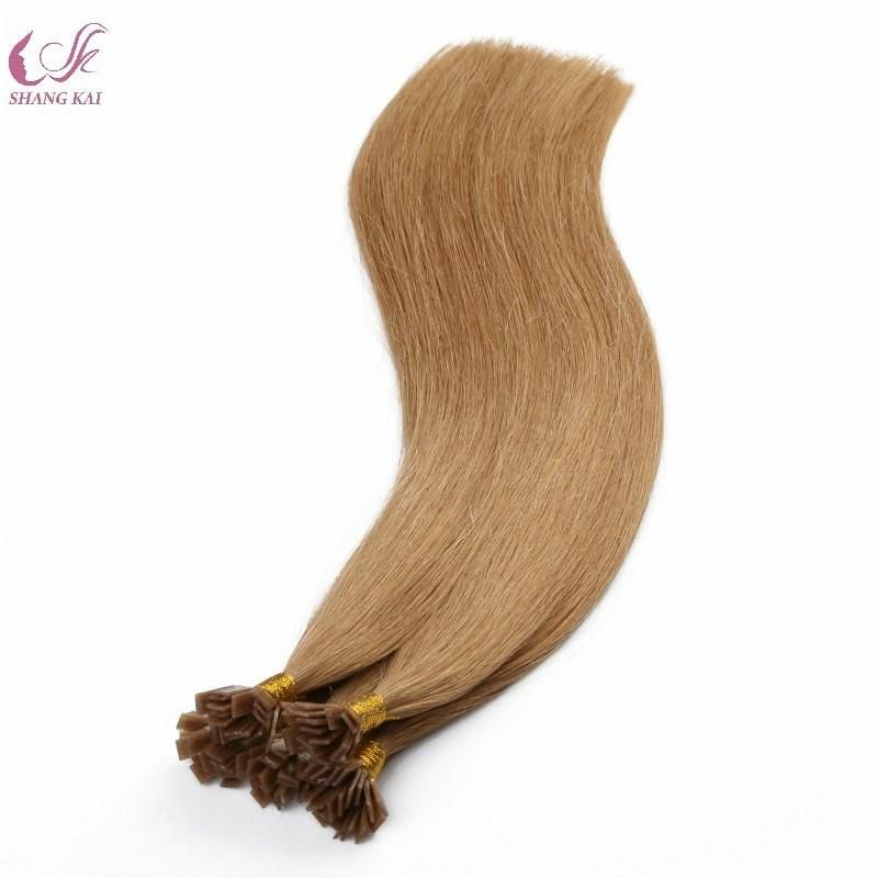 Double Drawn Blonde Dark Brown Virgin Remy European Flat Tip Hair Extension