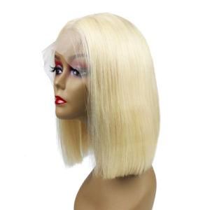 Short Virgin 613 Blonde Color Human Hair Bob Wigs for Women
