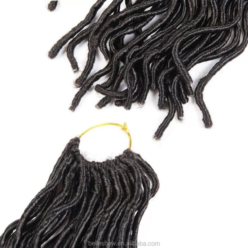 18inch 24 Strands Wholesale Wavy Faux Locs Braids Hair Crochet Goddess Curly Chinese Dreadlocks Hair Extensions