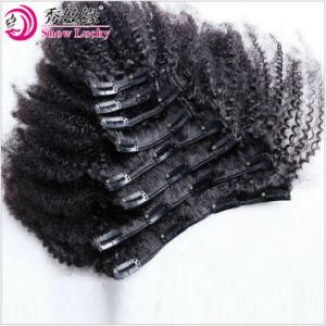 Popular Fashion Wholesale Human Hair Extension Unprocessed Brazilian Afro Kinky Curly Human Hair Clip in Hair