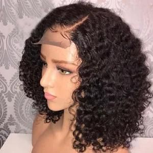 Cheap Price Short Curly Wig for Black Women Pre Plucked Curly Bob Wig Human Hair Lace Front Wig
