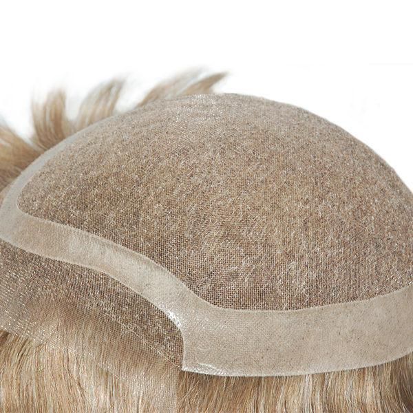 Fine Welded Mono with Poly Around Natural Human Hair Toupee