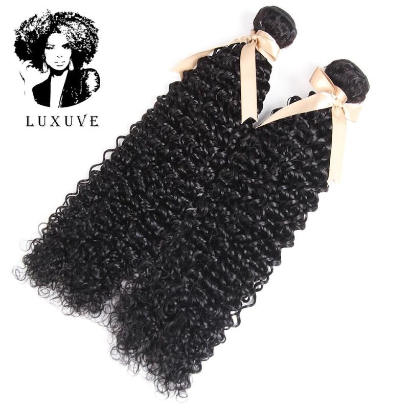 Luxuve Virgin 100% Jerry Curly Human Hair Weft Vendors Afro Brazilian Raw Jerry Curly 100% Remy Hair Extensions Cheap Human Hair Bundles