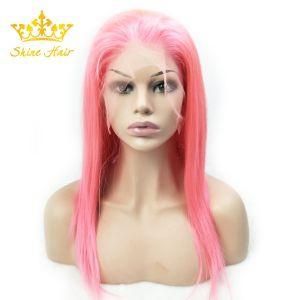 Wholesale Hot Sale New Style Transparent Full Lace Frontal Wig, Virgin Brazilian Human Hair Pink Lace Wig