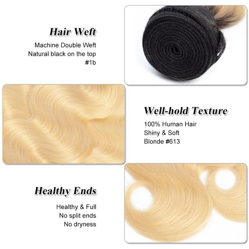 New Products Body Wave T1b/613 Virgin Human Hair Weave