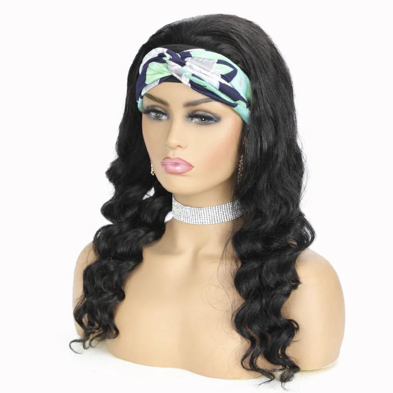 Hot Sale Custom Color 150% 180% 200% Density 30 Inch 100% Human Hair Loose Deep Wave Women Curly Headband Wig