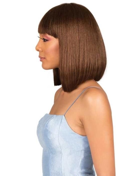 Brown Color Cuticle Aligned Brazilian Human Hair Wig with Bang