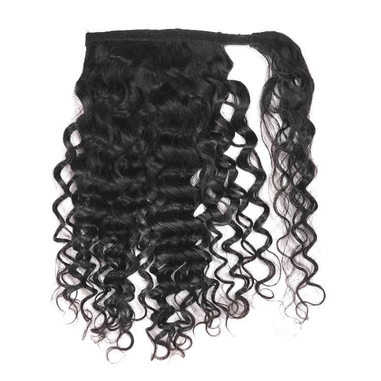 Wholesale Unprocessed Raw Natural Human Hair Wrap Around Ponytail Hair Extension